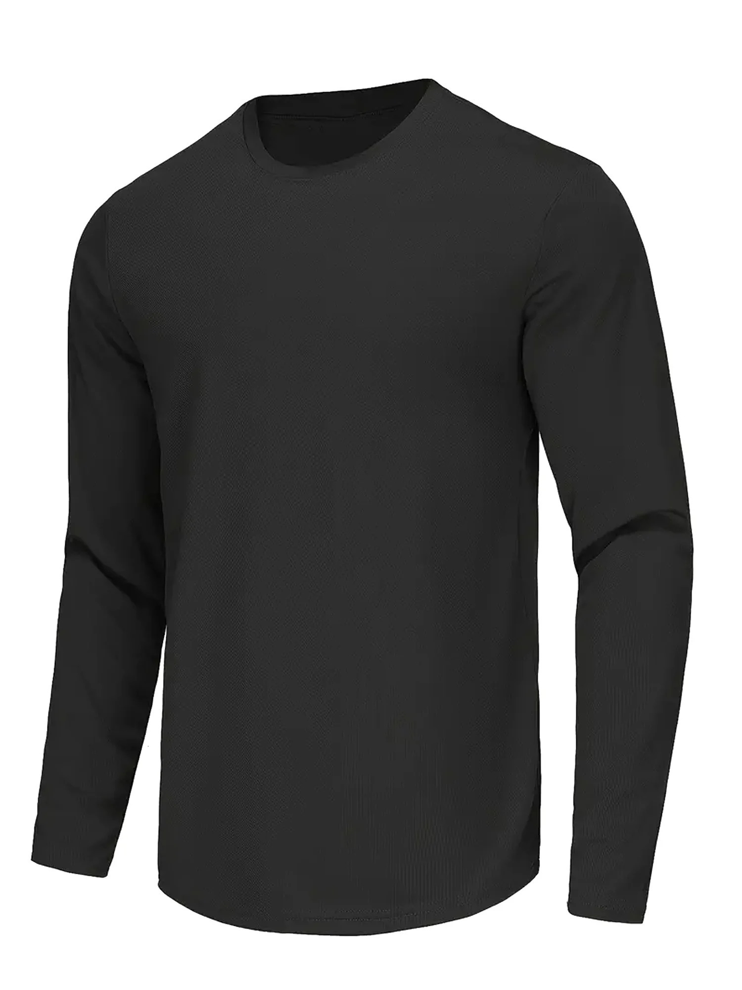 Sports LongSleeved Black 5Piece Mens Round Neck Shirt QuickDrying Top Fitness Sportswear Casual Outdoor BodyShap 260302