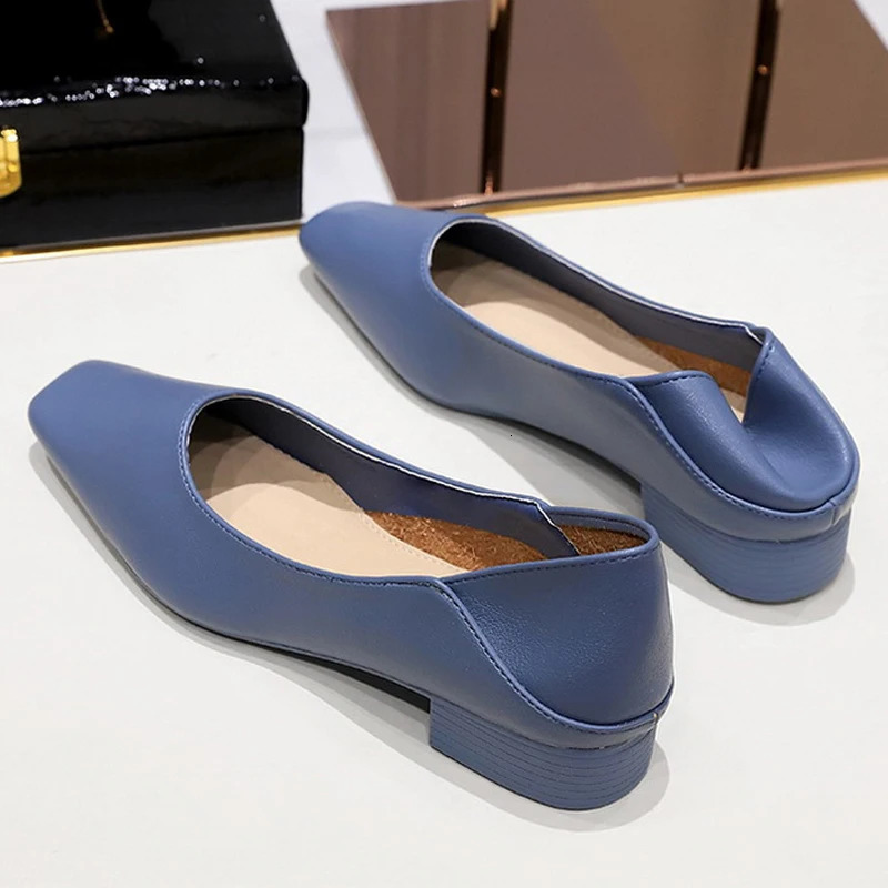 Fashion Low-heel Women shoes Versatile square head Women Mules Two pairs of soft leather loafer high-quality heels 6 colour 260306