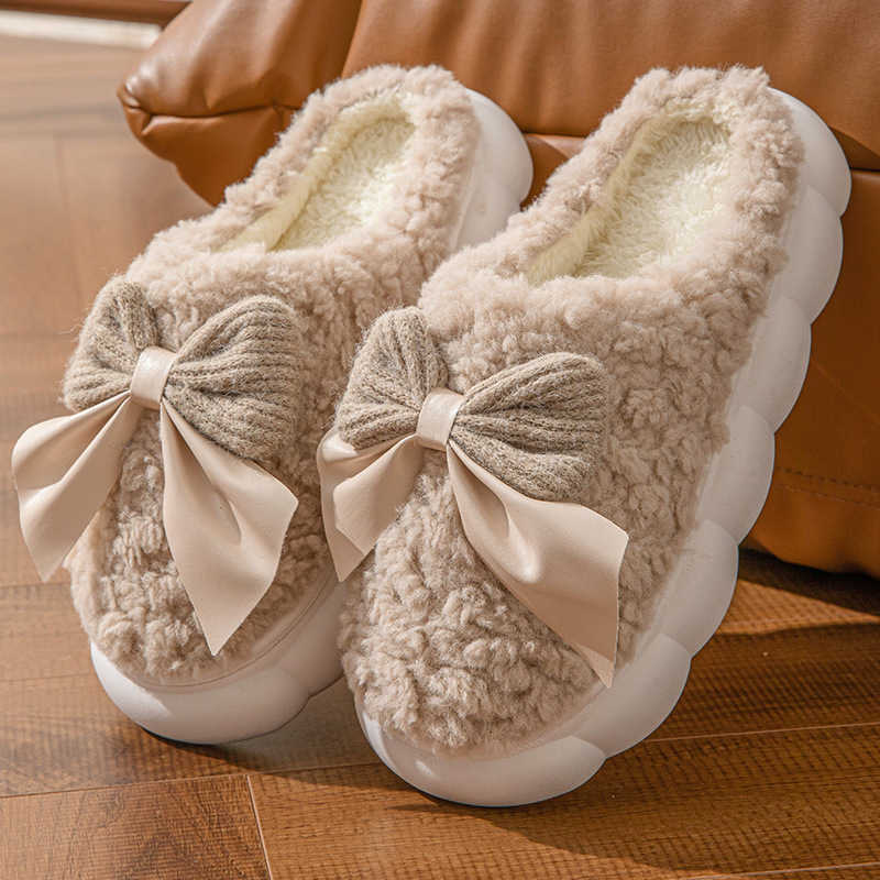 Warm postpartum shoes for women 2025 winter plush lined cotton slippers with covered heel womens indoor home cotton shoes S260305