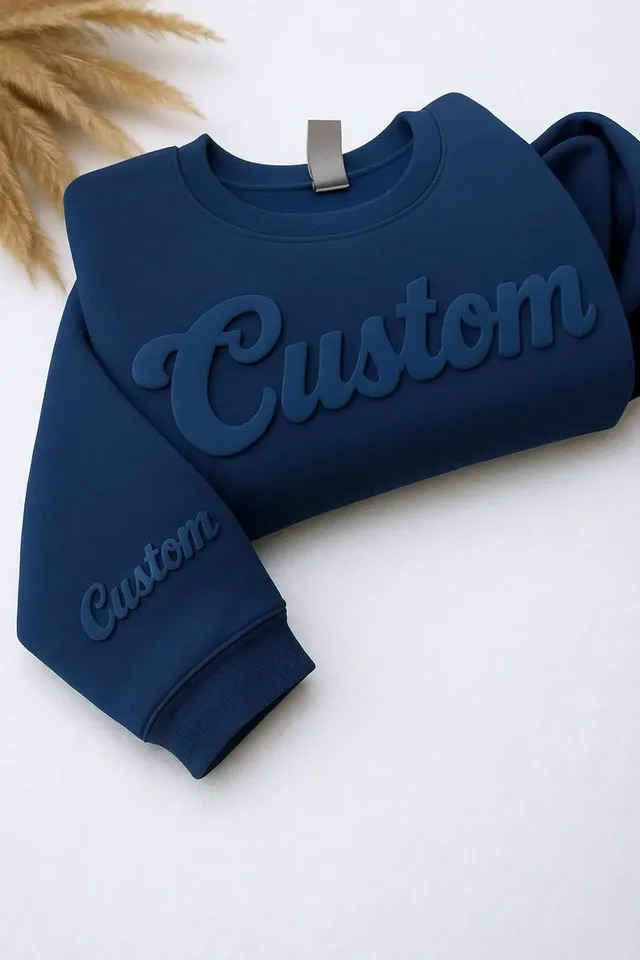 Custom Puff Embossed Sweatshirt - Personalized Raised Text Hoodie Trendy 3D Lettering Custom Name Gift Unique Cozy Pullover 260228