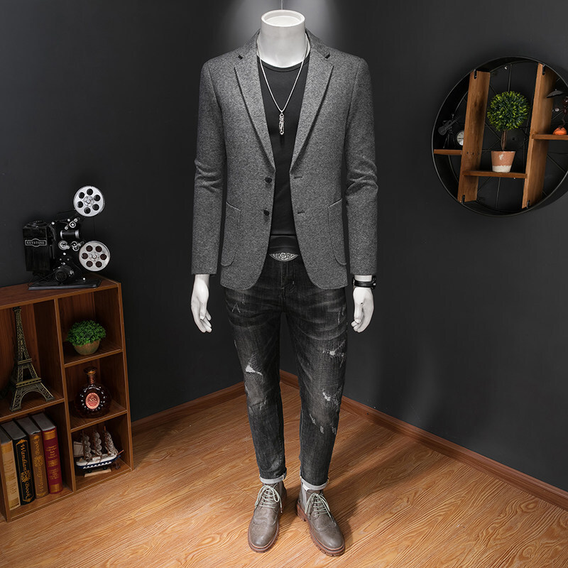 European Collection 2026 Spring and Autumn New Casual Suit Jacket Korean Style Slim Fit Coat Men's Stylish Blazer