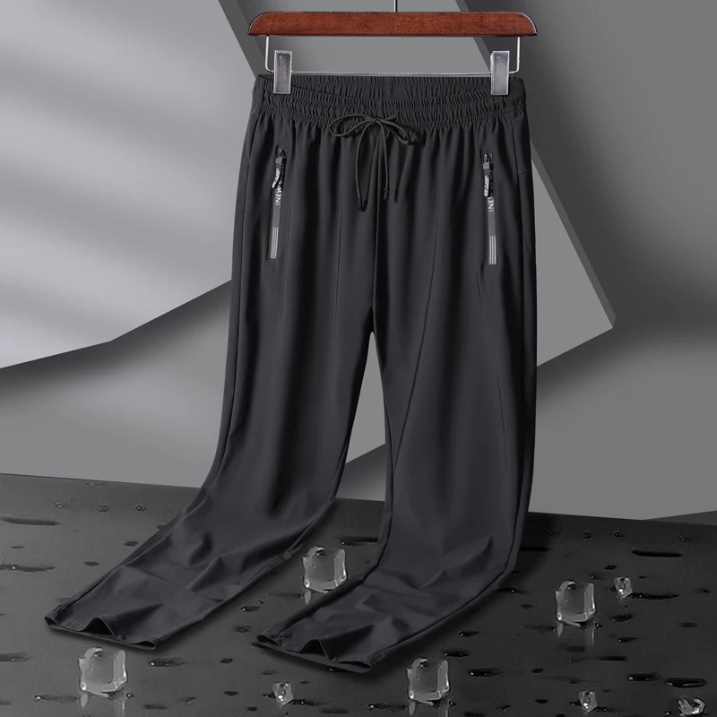 Breathable Elastic Men Running Sport Pants Ice Silk Jogging Thin Sweatpants Casual Outdoor Training Gym Fitness Trousers 8XL 260306