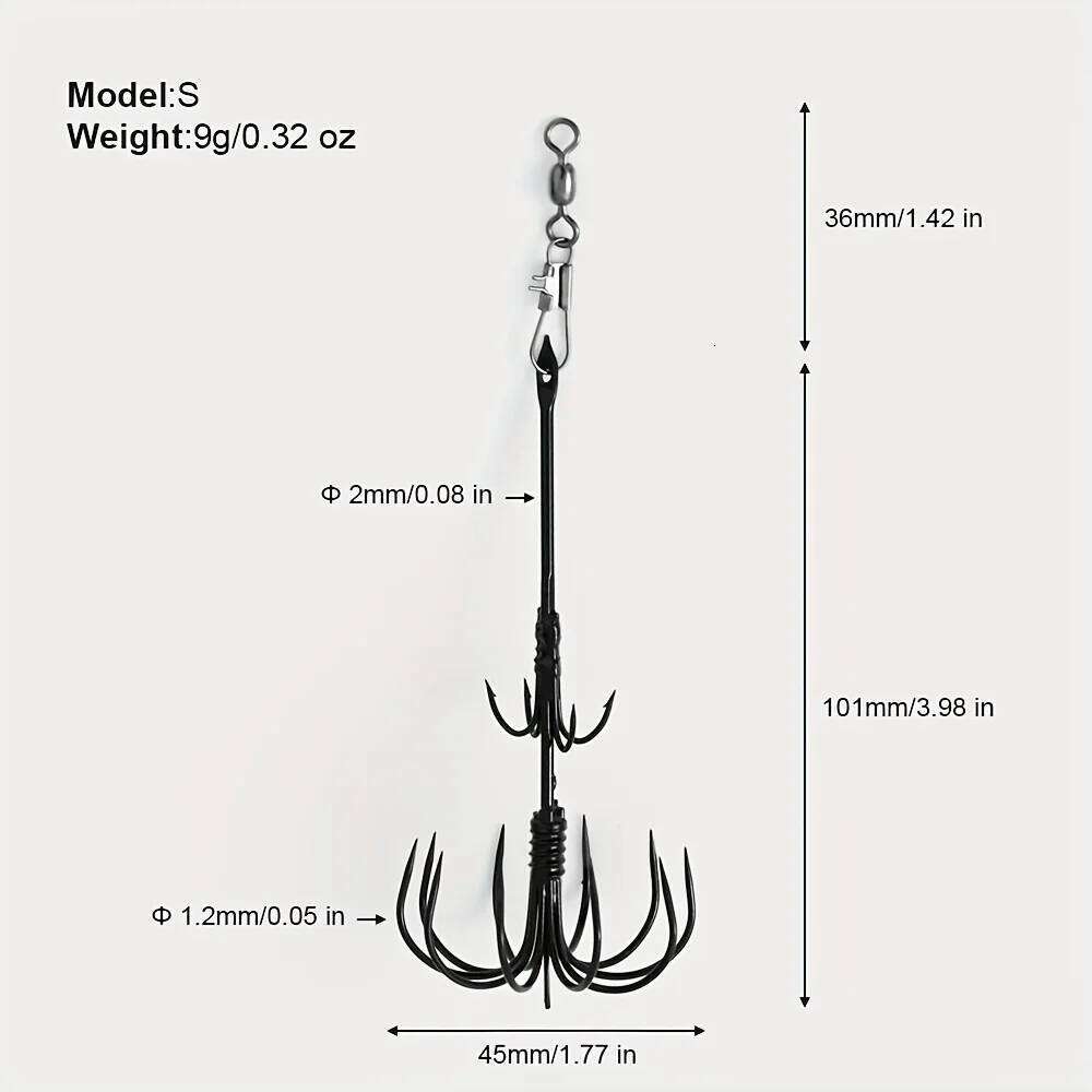 1 pc sharp long handled squid double-layer fish hook with barb, large sea fishing octopus anchor hook, 3 models S260305