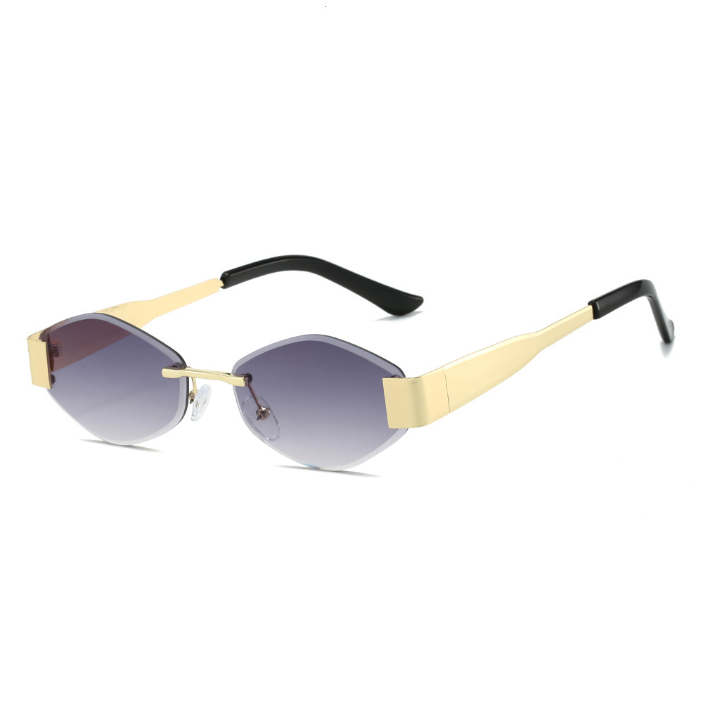Free Shipping New Style Glasses European and American Frameless Beveled Metal Retro UV400 Trendy Sunglasses Wholesale
