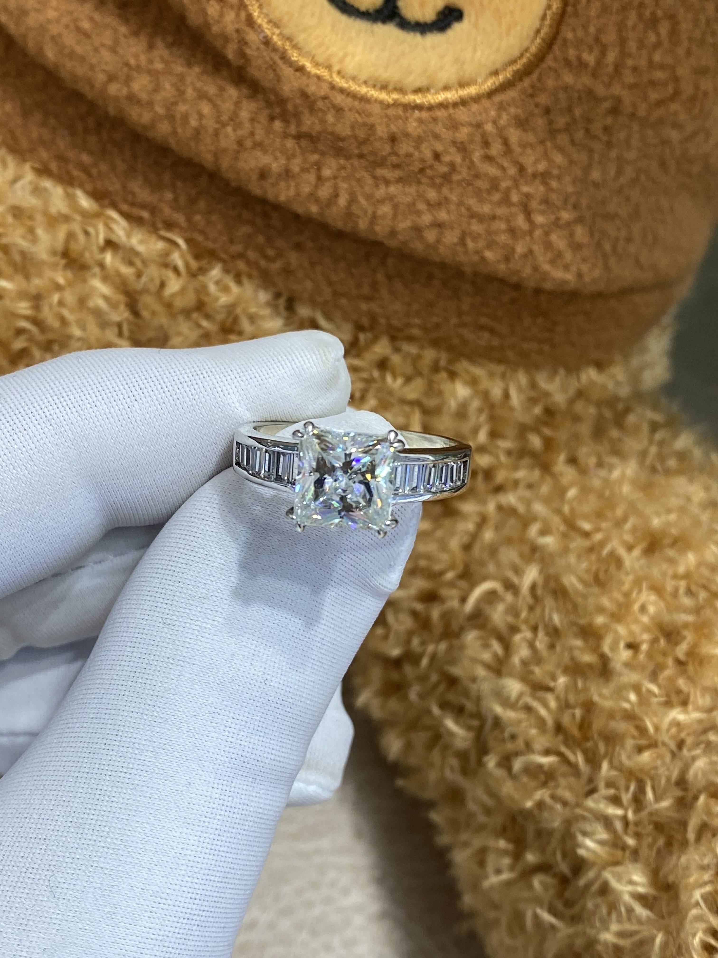 New 2 Karat Princess Square Cultivated Diamond Ring for Women Pt950 Platinum Prong Setting IGI Certified Fashion Light Luxury