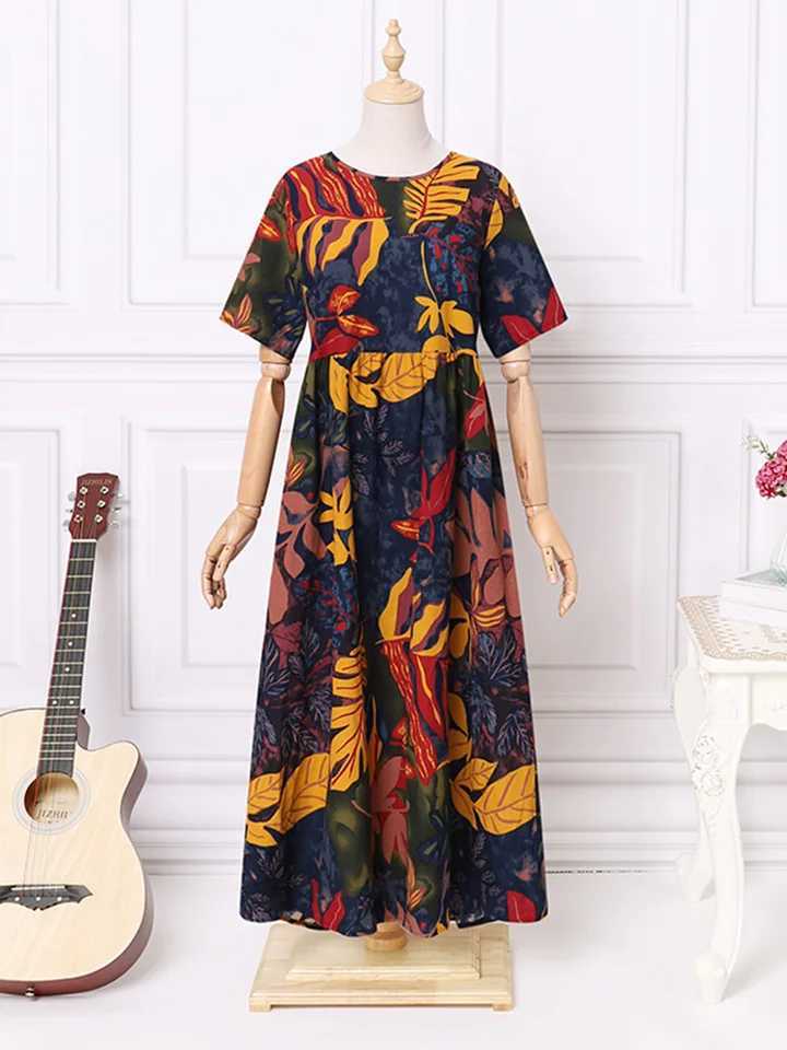 ZANZEA 2023 Vintage Printed Dress Womens Summer Sundress Casual Short Sleeve Maxi Vestidos Female O Neck Floral Robe Femme X260306