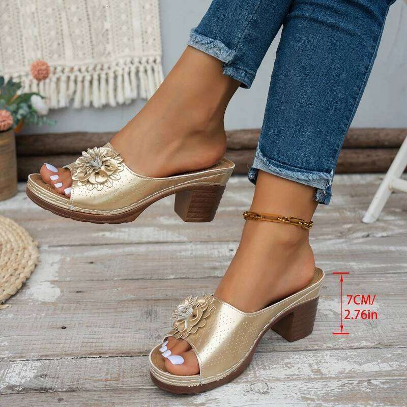 2025 New High Heels Slip on Summer Casual Comfortable Shoes Women Elegant Low Platform Sandals Sandalias