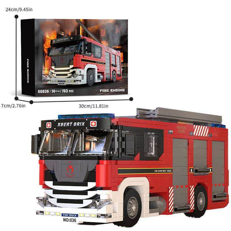 704PCS Fire Truck Building Blocks City Engineering Rescue Vehicle Model Bricks Educational DIY Toys Holiday Gifts For Kids Z260305