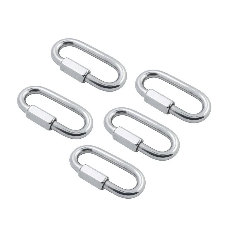 Stainless Steel 304 Spring Loaded Gate Snap Carabiner Quick Link Lock Ring Hook M5 M6 M7 M8 For Hammock Camping 260228