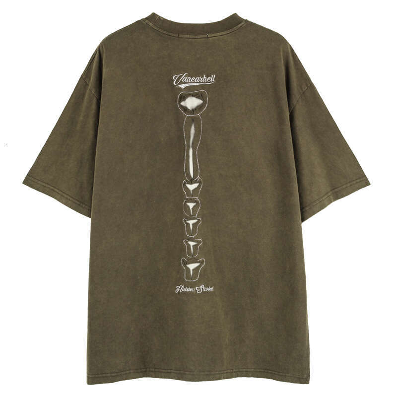 Men's Summer European American Dark High Street Fashion Brand Ins National Trend Vintage Skull Short Sleeve T-Shirt for Men and Women