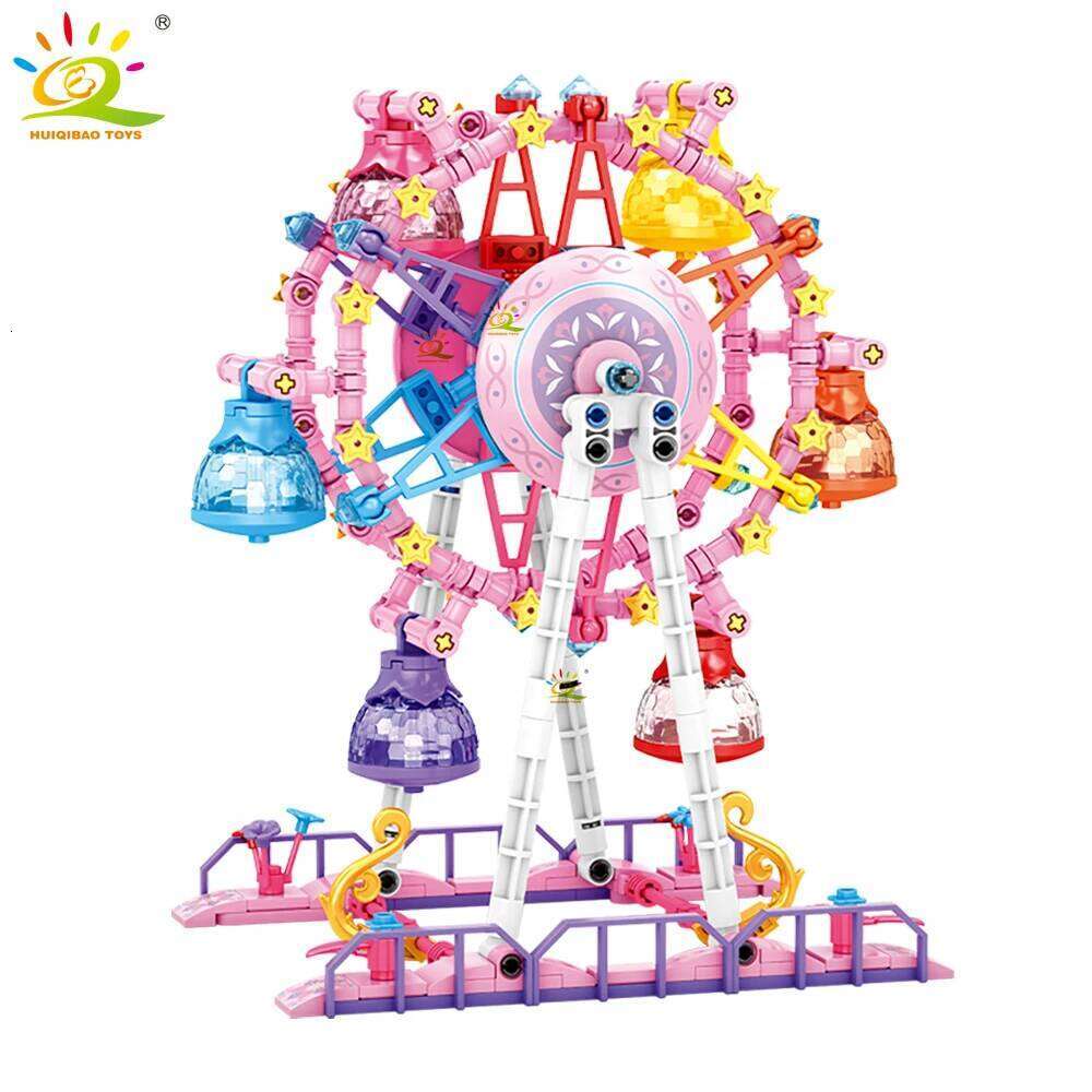 HUIQIBAO MOC Cute Ferris wheel Building Block Model Brick DIY Construction Toy for Children Desk Decor. Z260306
