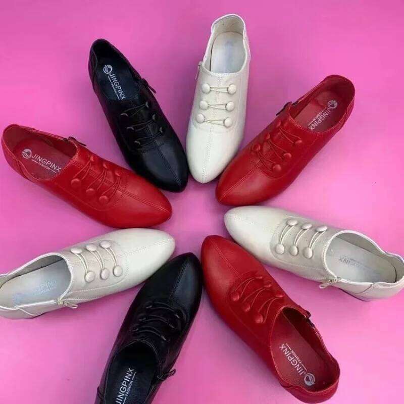 2025 Winter New Women's Casual Leather Comfortable Office Low-Cut Boots Pointed Toe Ladies High Heel Shoes