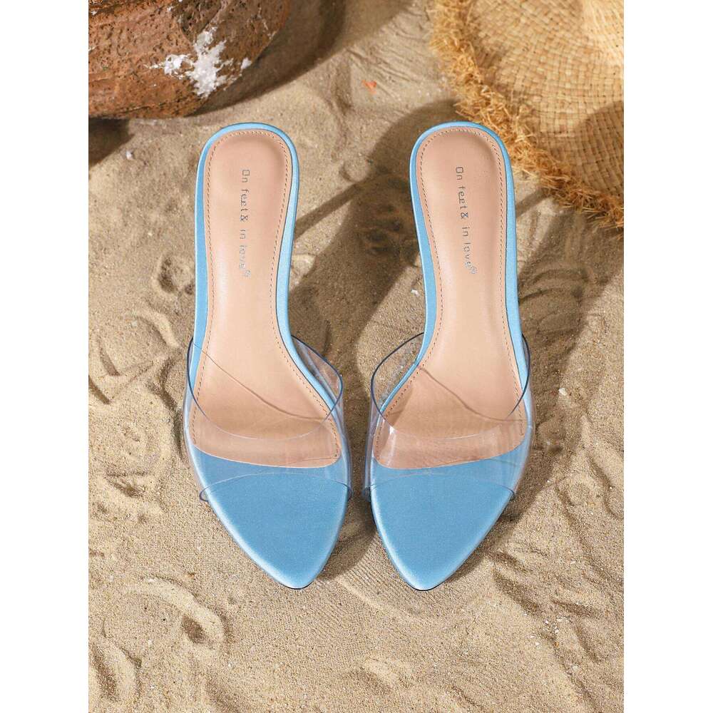 Women's fashionable, elegant, comfortable, simple and versatile high heels, peep-toebreathable slip-on stilettos.