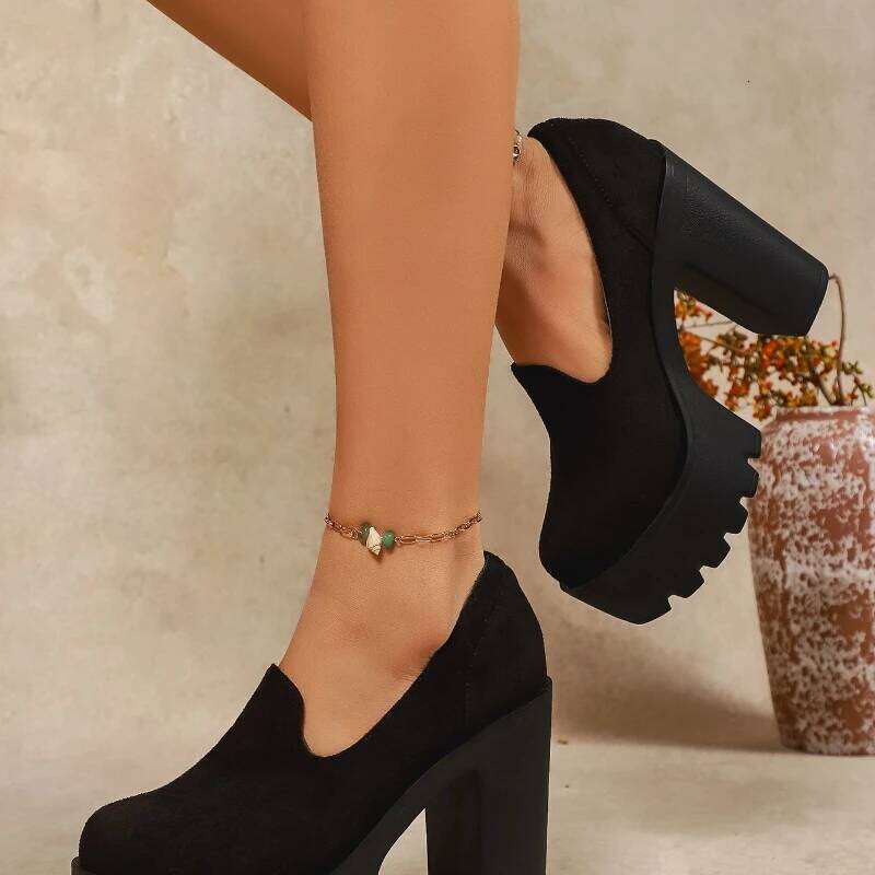 2025 New Comfortable and Fashionable Thick Heel Single Outdoor Non slip Casual Women's Shoes