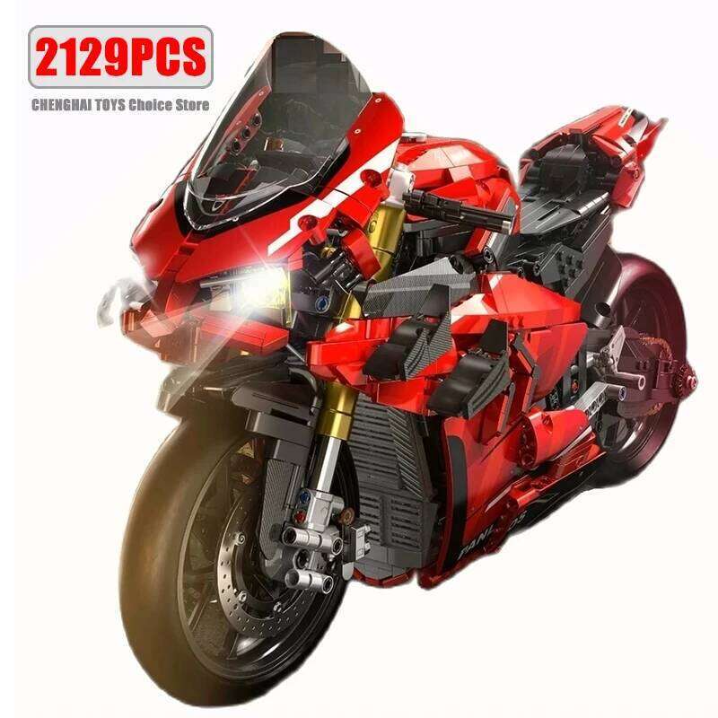 672101 2129pcs City Tech Motorcycle Car Model Building Blocks MOC Racing V4S Motobike Vehicles Bricks Toys For Children Gifts Z260306