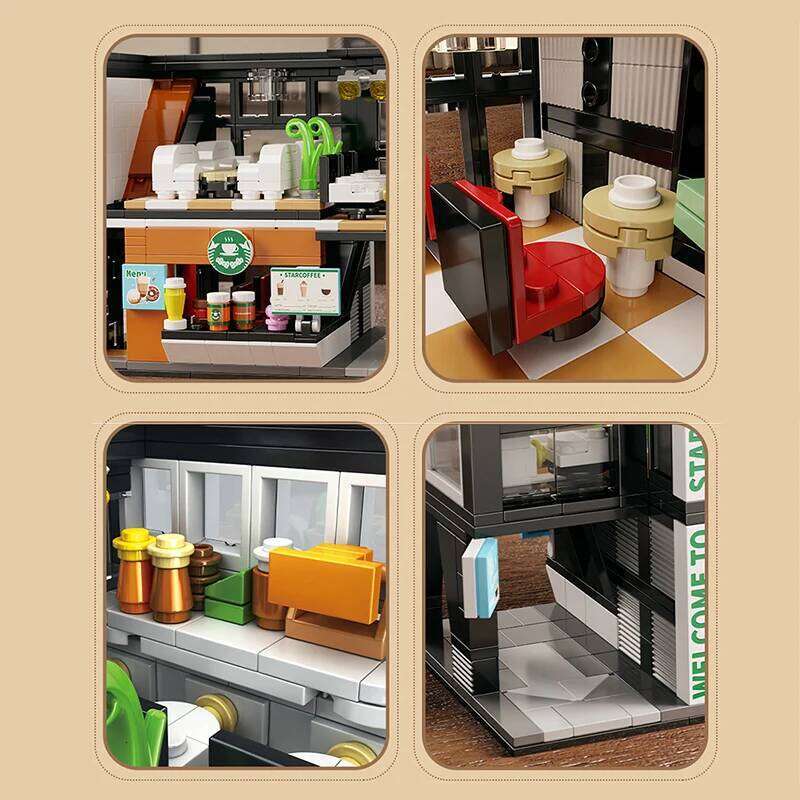 581Pcs City Star Coffee House With Lights Building Blocks Street View Architecture Cafe Shop MOC Bricks Toys Kids Christmas Gift Z260306