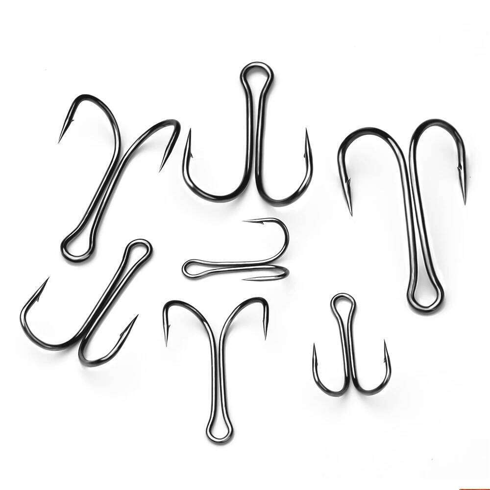 YUCONG 50PCS Weedless Fishing Hooks 6#-4/0# High Carbon Steel Duple Hook Barbed Double Fishhooks for Soft Swimbait Pesca Crochet Y260305