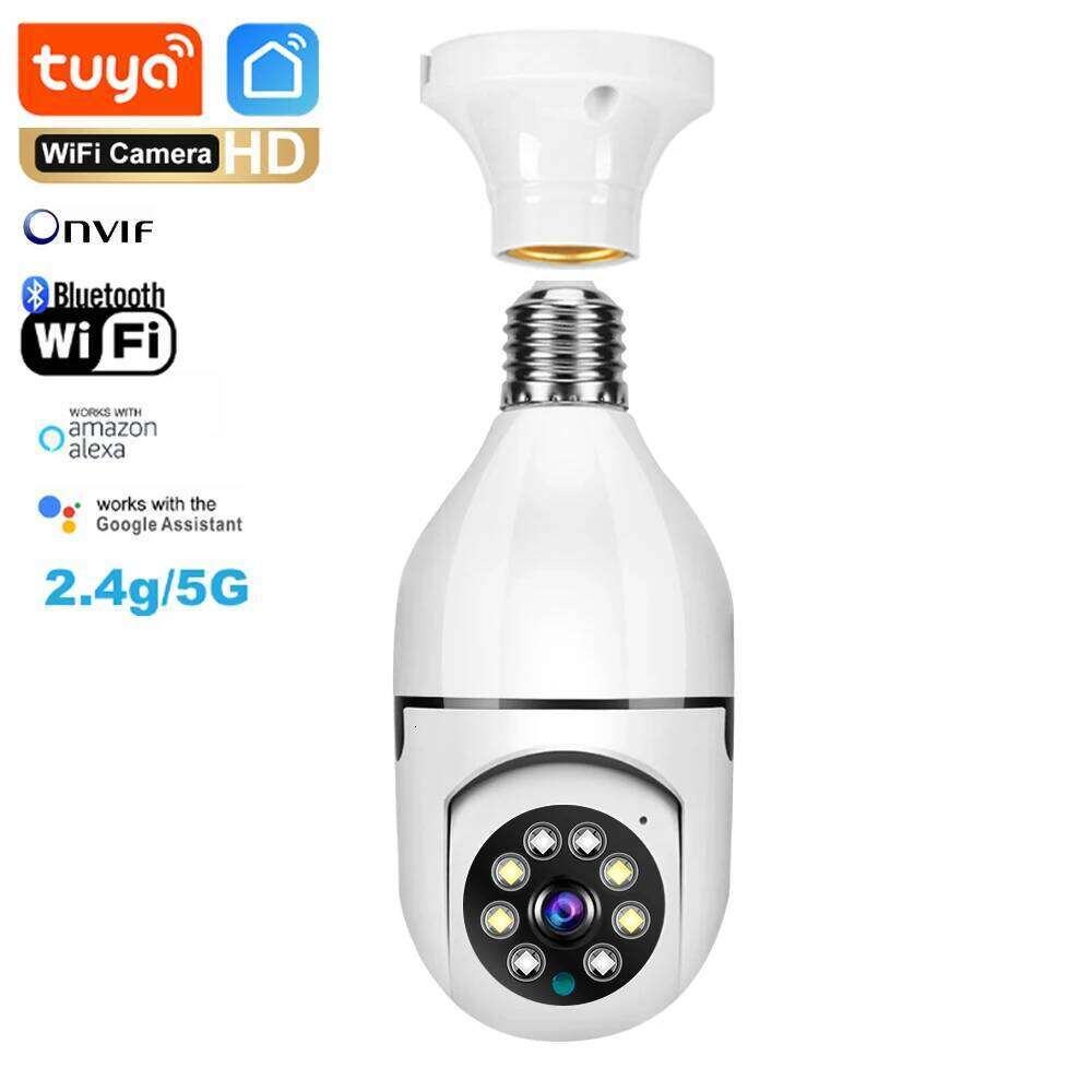 Tuya 2.4G/5G Dual-Band Bulb 3MP/4MP/5MP WiFi Two Way Voice AI Human Detection Night Vision E27 Camera Surveilance Cam 26W0306