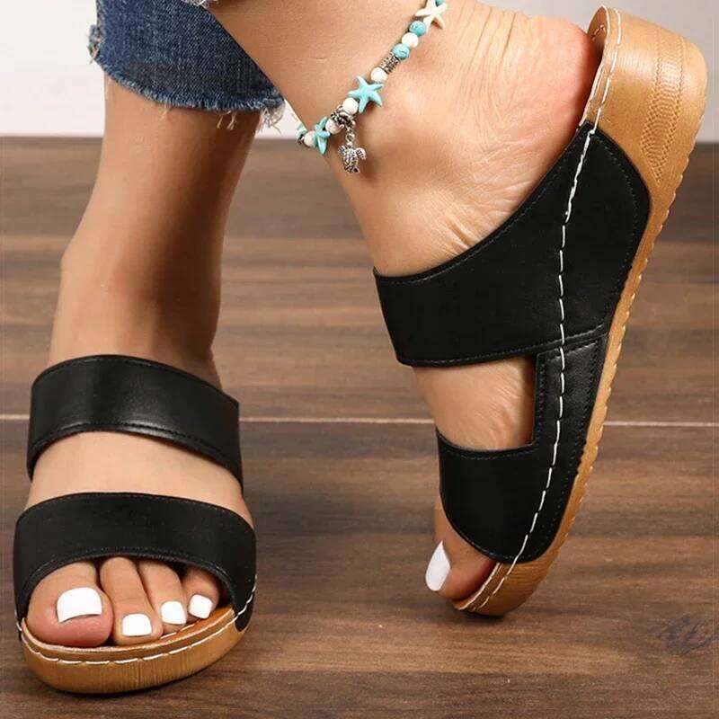 Women's Casual With Heels Shoes Women Low Platform Sandals Indoor Outdoor Slippers Heeled Summer Footwear
