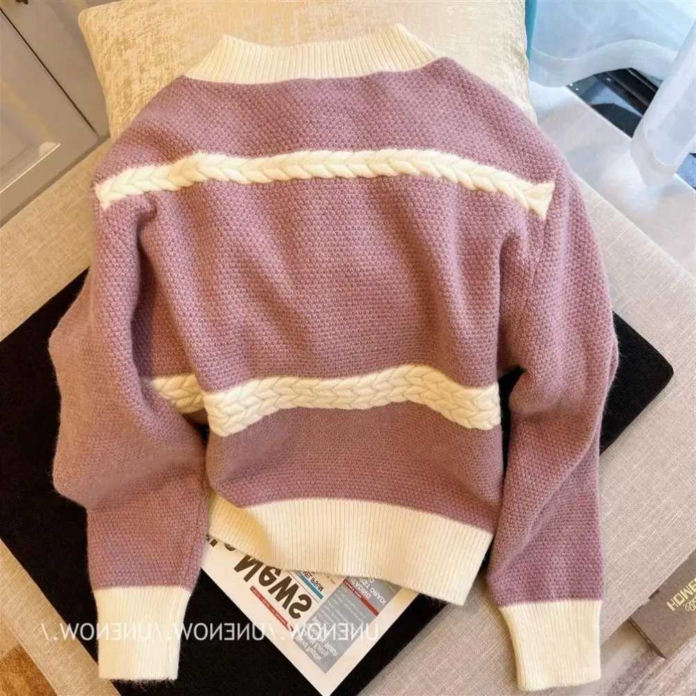 First Tier Big Foreign Trade Export Label Cutting Cabinet Removal Xiaoxiangfeng Socialite Gentle Sticky Knitted Cardigan Sweater M260306