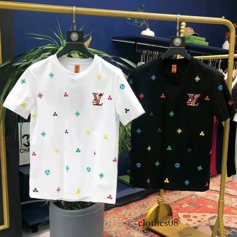 2025 Men's Embroidered T-Shirt Summer New Trend Top Casual Versatile Fashion Short Sleeve