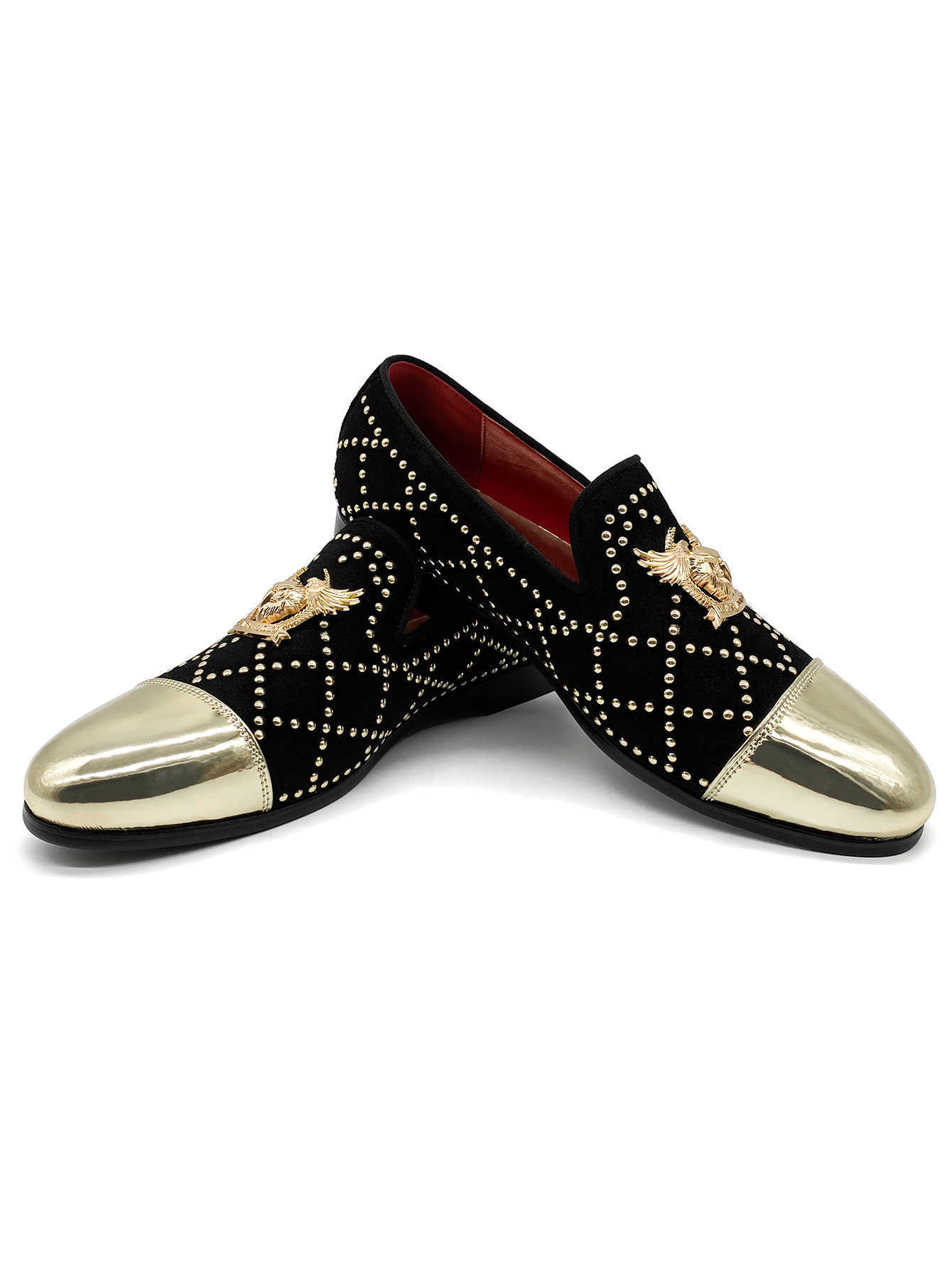 Rivets Loafers Men Dress Shoes Designer Luxury Print Mens Shoes High Quality Pointed Toes Formal Business Wedding Party Shoe E21