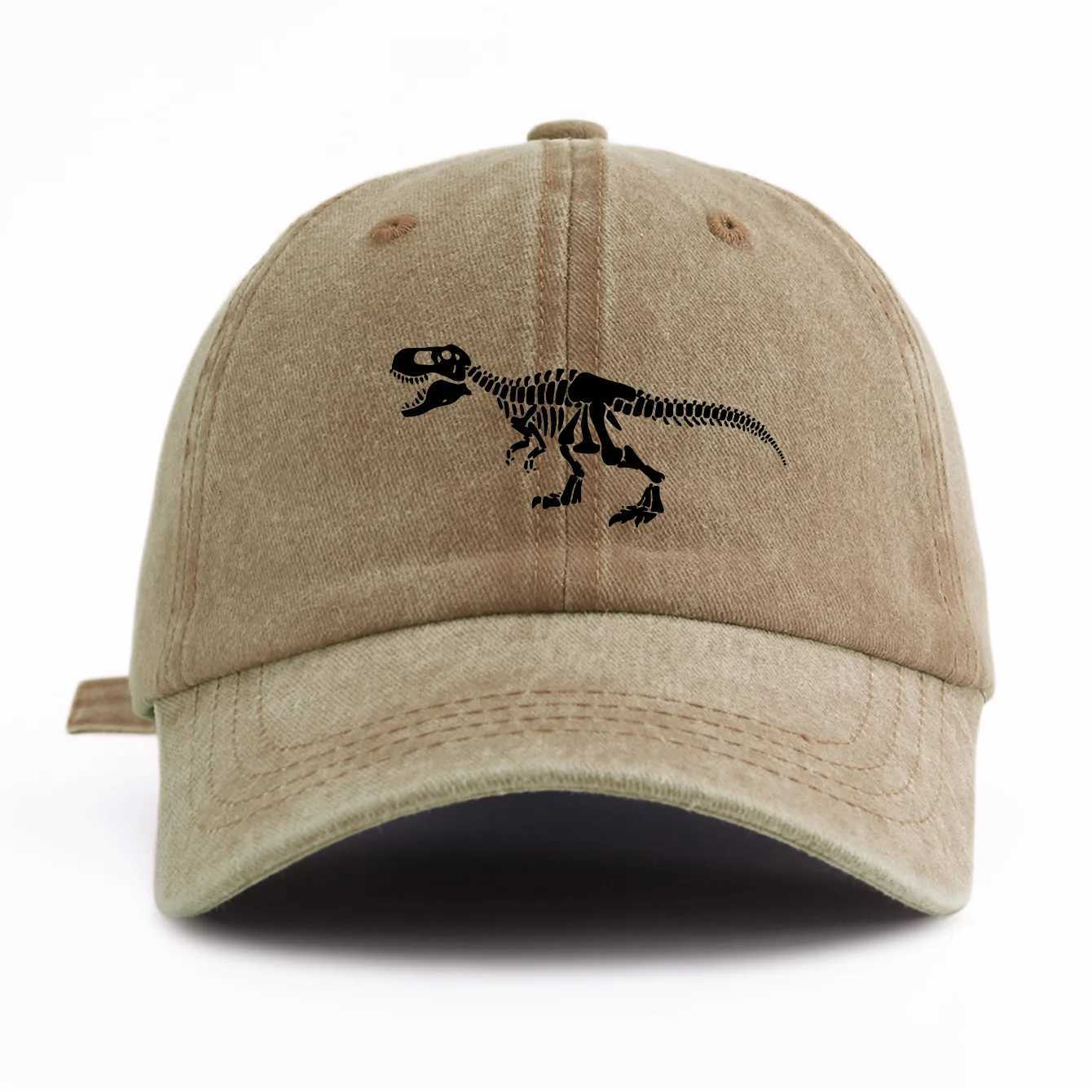 1pc Black T Rex Print Washed Baseball Cap for Adults Minimalist Retro Style Casual Soft Adjustable Dad Hat Perfect As Gift S260306