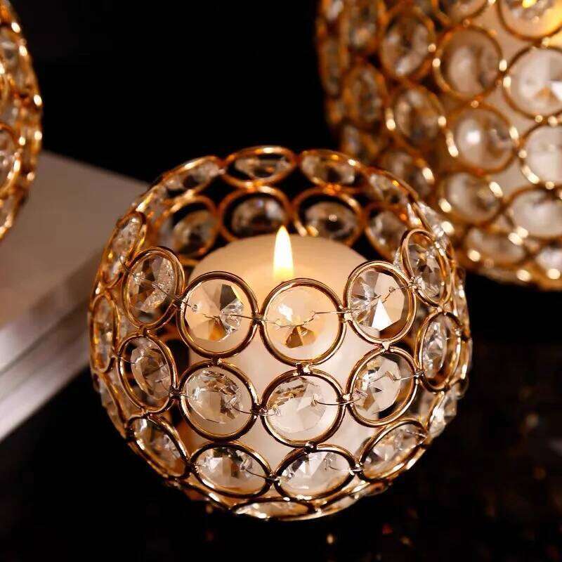 Gold Crystal Candle Wedding Centerpiece Tealight Candlestick Holder for Table Fireplace Candelabra Home Decor XJ260305