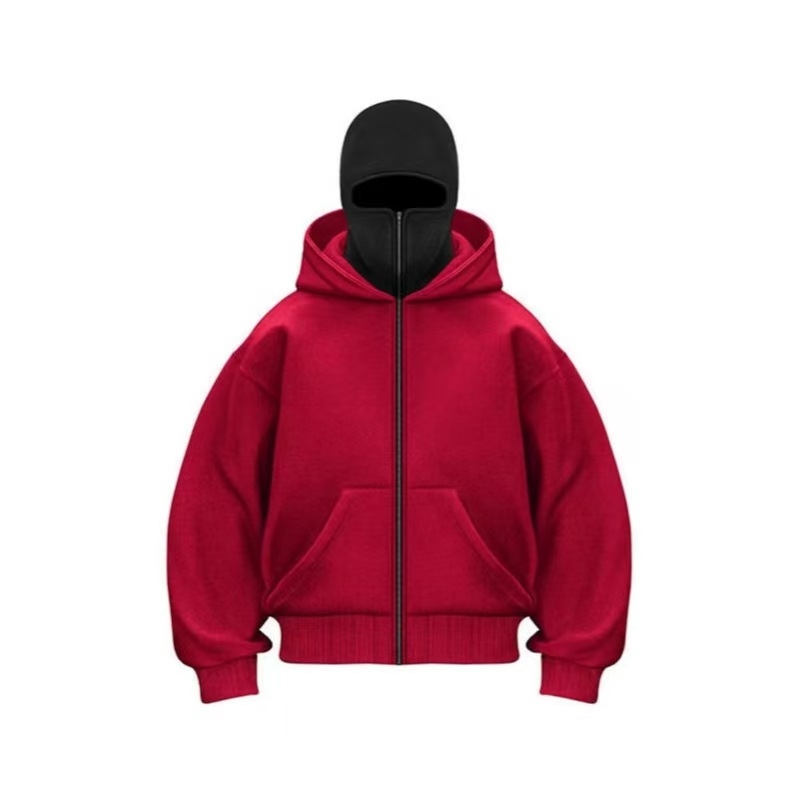 New style Men's zip shirts fleece cardigans masked double hats hoodies sweatshirts euro size loose sports coats