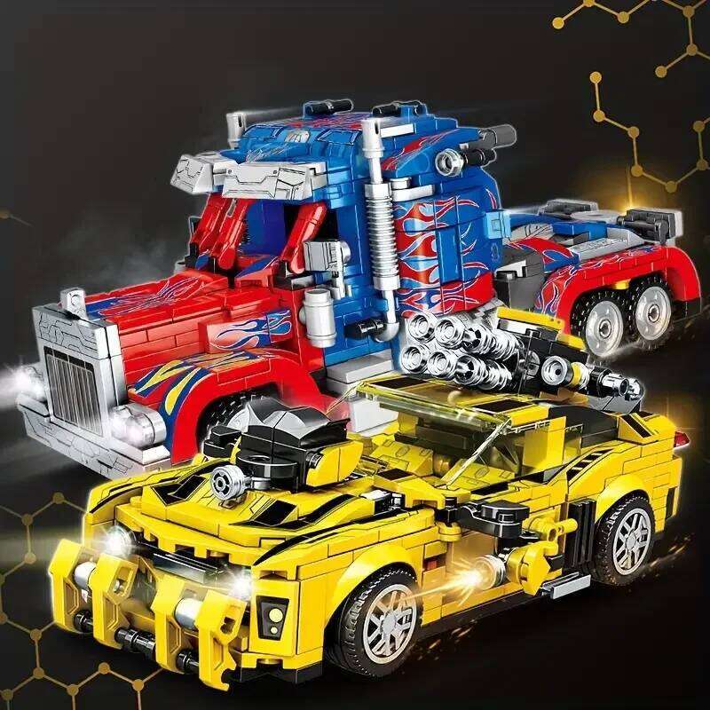 1060 Particle Car Model Building Block Stem Educational Toys, Transforming Robot Assembly Kit Z260305