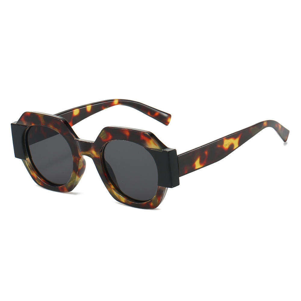 25 New Round Color Block Fashion European and American Style Personality UV Protection High-End Sunglasses