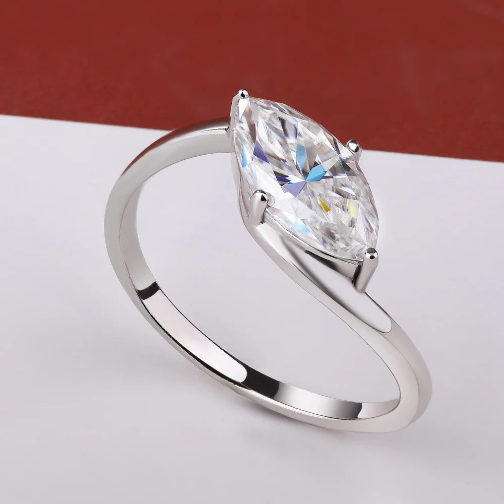 BXINY 1/2CT Marquise Ring S925 Silver 18K Gold Plated for Women Men Solitaire Wedding Band Gift Fine Jewelry with GRA 260302