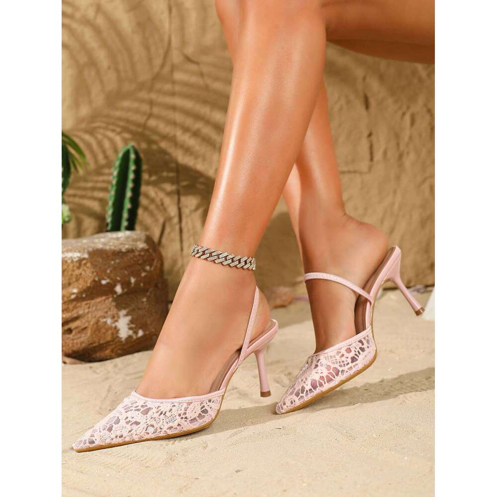 Elegant Black Lace Stiletto Heels - Sophisticated Ankle-Strap heels