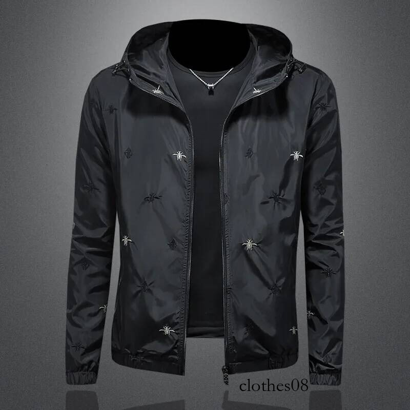 Men's Embroidered Jaet Hooded Thin Faion Urban Sle Polyester Long Sve Zipper Closure Casual Wear Spring New Arrivals