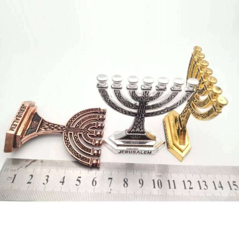 12 Tribes of Israel Menorah Jewish 7 Branch Holder Jerusalem Temple Candlestick Religious Candelabra for Church 87HA XJ260305