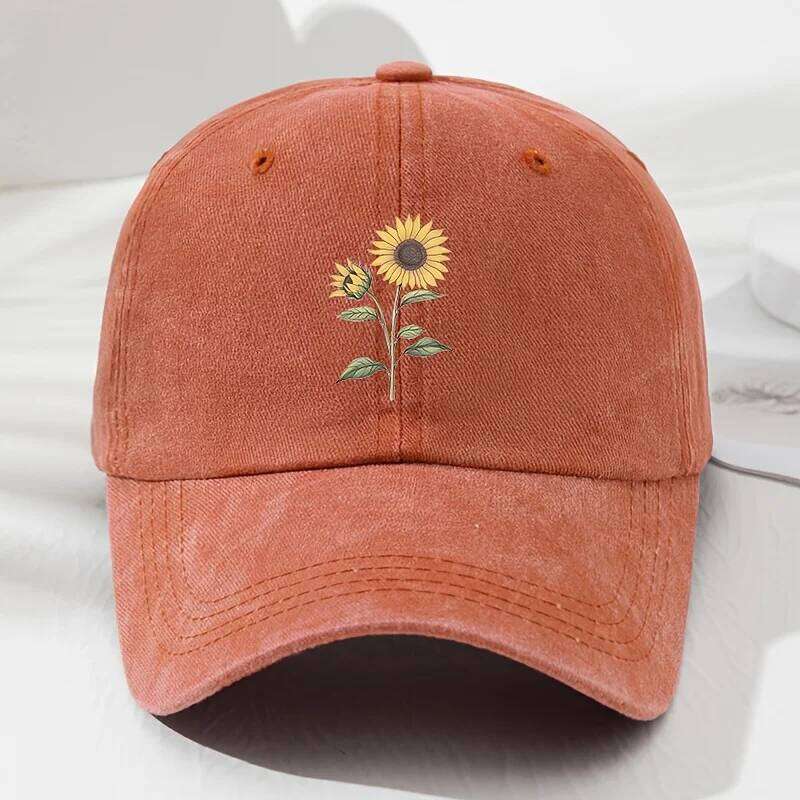 Retro Sunflower Pattern Baseball Dad Hat, Suitable for Outdoor Sports, Fishing and Camping, Hiking Hat Y260304