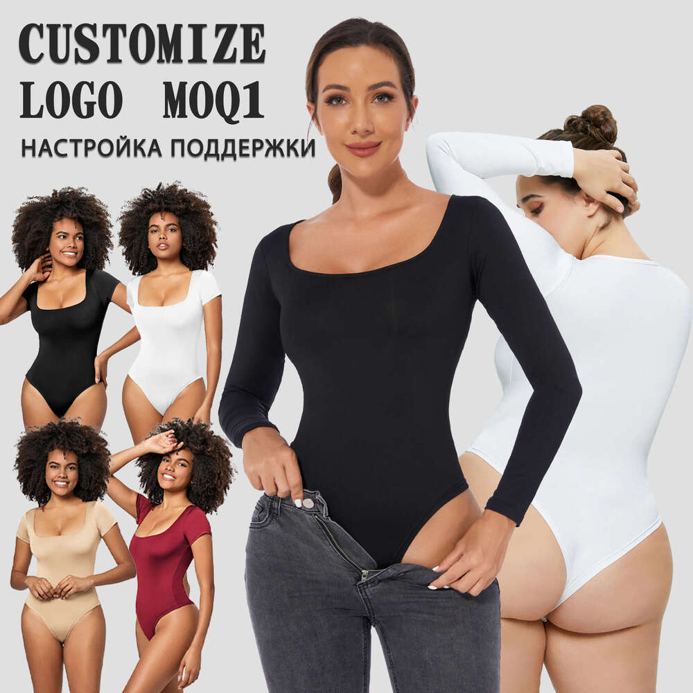 European and American Export Plus Size Slim Fit Base Shirt T-Shirt Long Sleeve Jumpsuit Women's Top