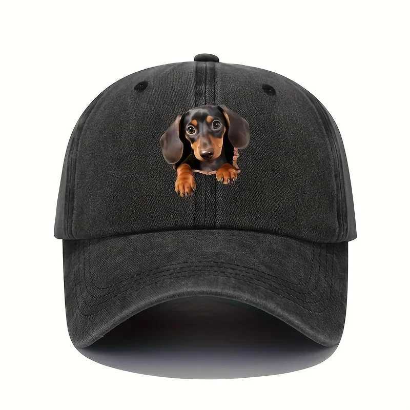 Dachshund Puppy Peeking Out Print Baseball Cap Casual Adjustable Cotton Dad Hat for Unisex S260306
