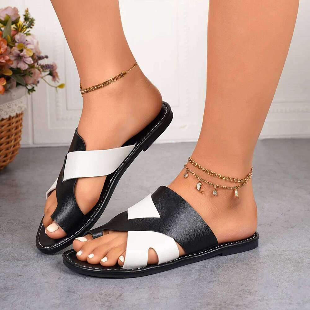 Woman's Rubber Flip Flops Flat Shoes Female Beige Heeled Sandals Big Size Slides Low Hawaiian Black Soft Beach Slippers