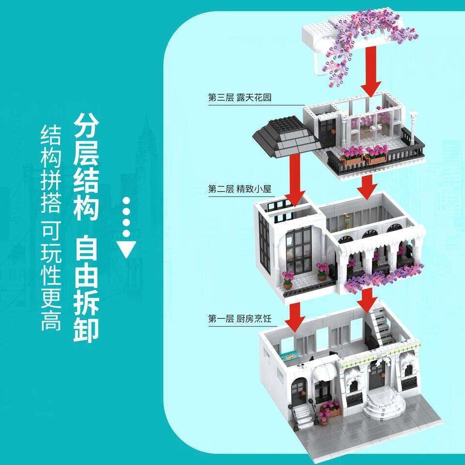 MOC Creative European Architecture Building Blocks Garden Hotel Flower Villa Street View Bricks Ideas Toy For Friend Gift Z260306