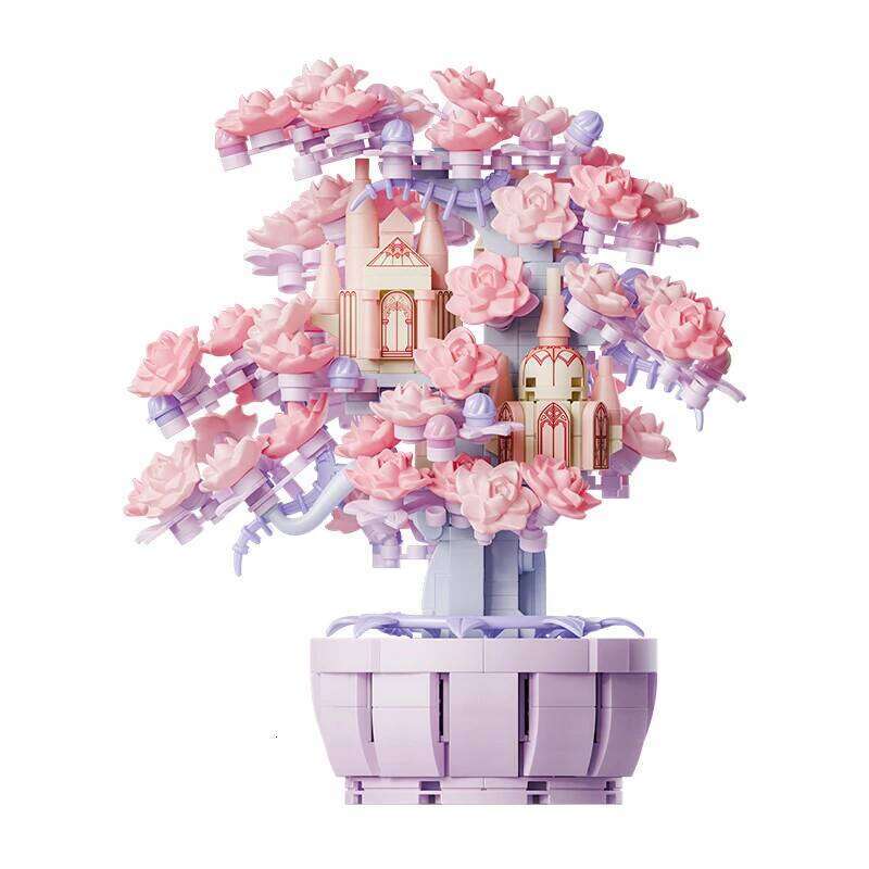 2 Styles Cute Sakura Tree House Building Blocks Decorations DIY Toys For Girls Street View Plants Model Bricks Z260306