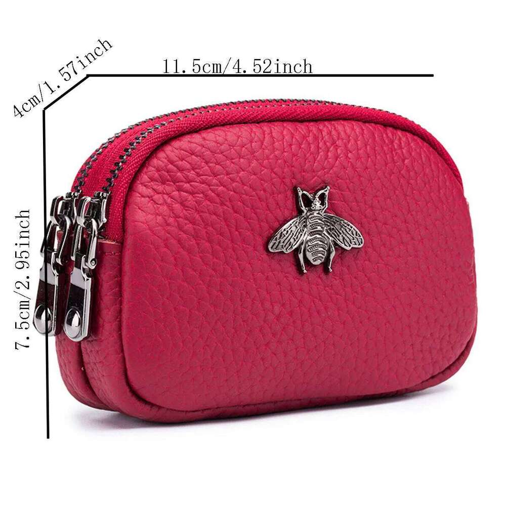 Mini Purse for Women Leather Simple Double Zipper Cute Coin Bag Compact Money Holder C260304