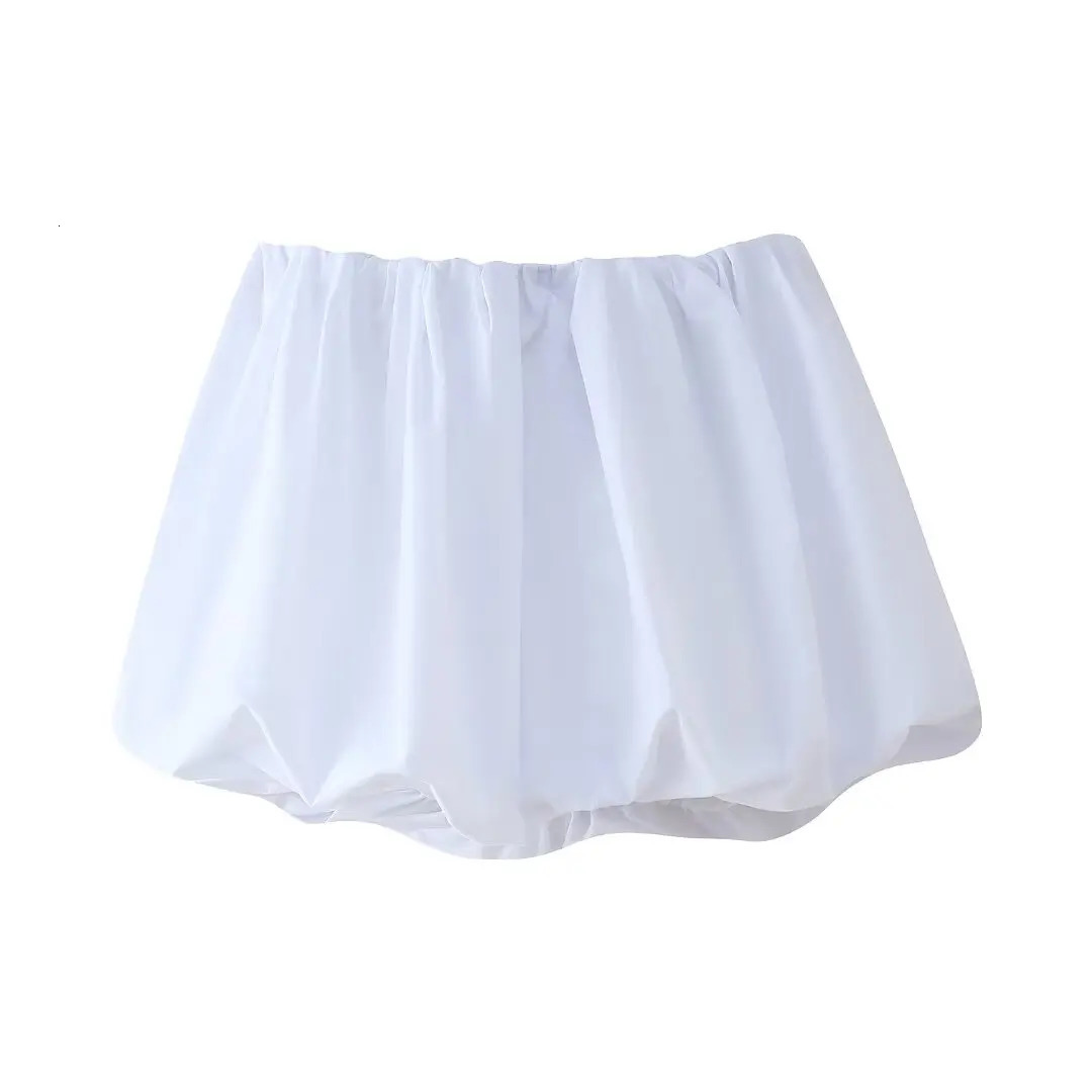 DUOPERI Women Fashion Solid Mini Balloon Skirt High Elastic Waist Female Chic Lady Casual Y2K Short Skirt 260228