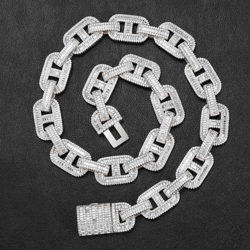Full diamond hip-hop jewelry ins pig nose necklace, European and American high-quality personalized geometric flip-clasp H necklace