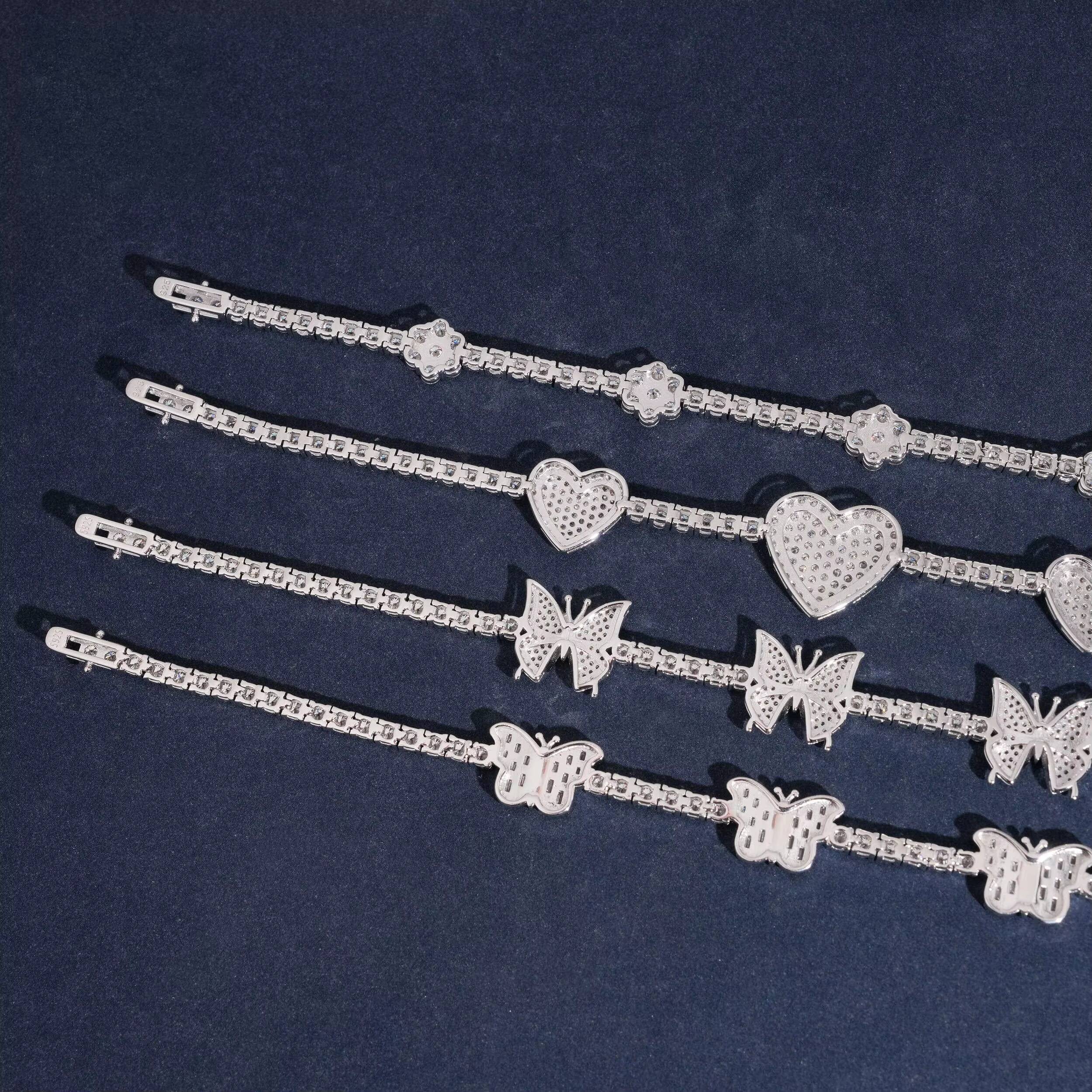 Elegant 4 Styles Pass Teater Iced Tennis Chain Link Bracelet VVS Moissanite 925 Silver Hip Hop Women Jewelry