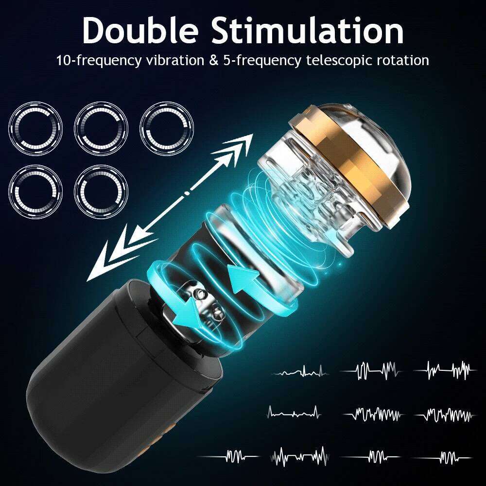 Electric Rotary Telescopic Aircraft Cup Men's Masturbation Glans Penis Desensitization Training Device Adult Sex Toys W260305