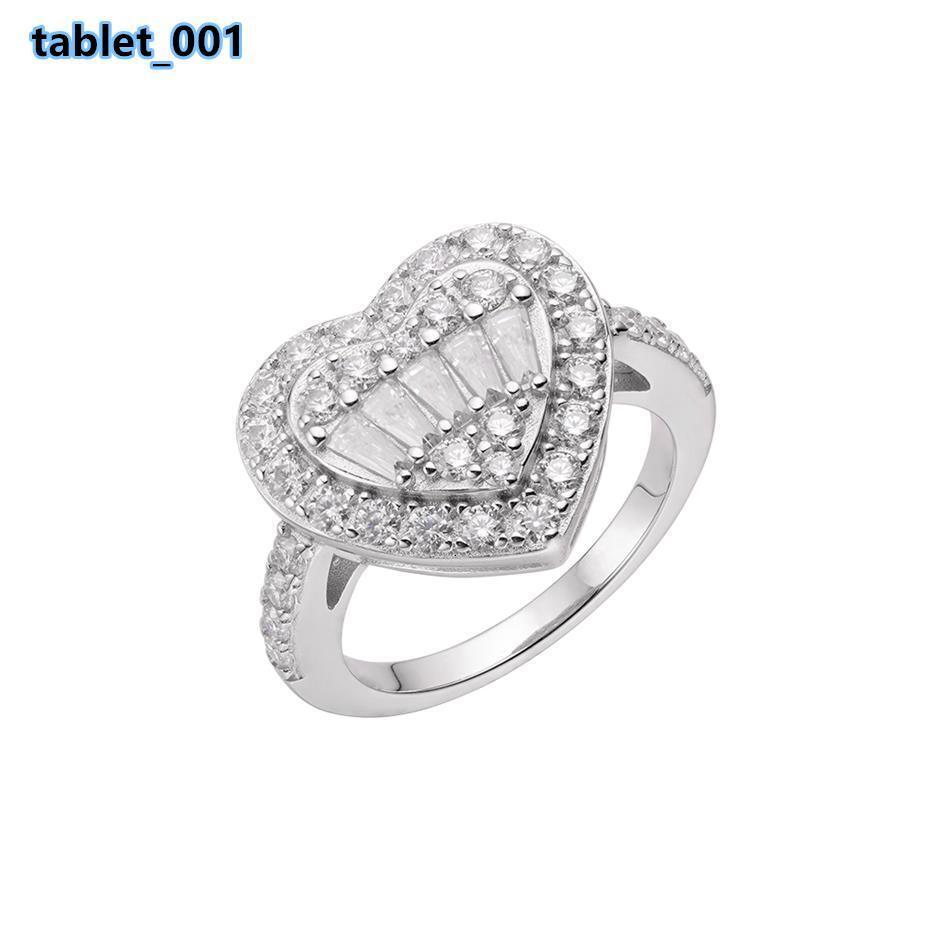 High Quality Jewelry Iced Out VVS Moissanite Diamond Wedding Engagement 925 Sterling Silver Heart Rings for Men