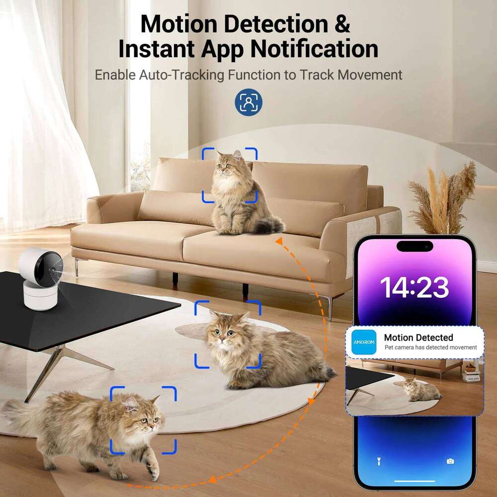 Amorom 2MP Wifi TUYA Smart Cloud PTZ IP Camera Night Vision Indoor Surveillance Cam For Yard Ai Detect P2P Video Monitor 26W0306