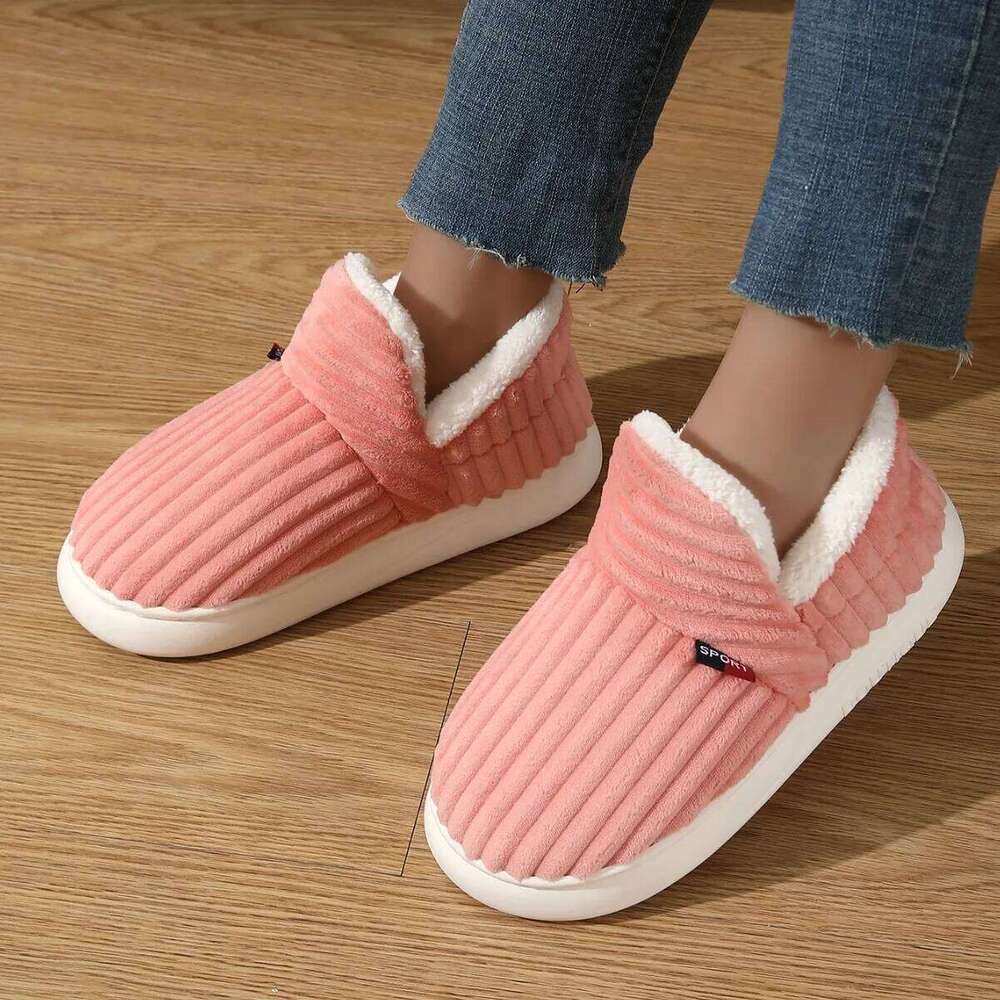 Litfun Winter Furry Snow For Women Men Leisure Cotton Shoes Thick Bottom Anti-slip Ankle Boots Fuzzy Warm Outdoor Slippers