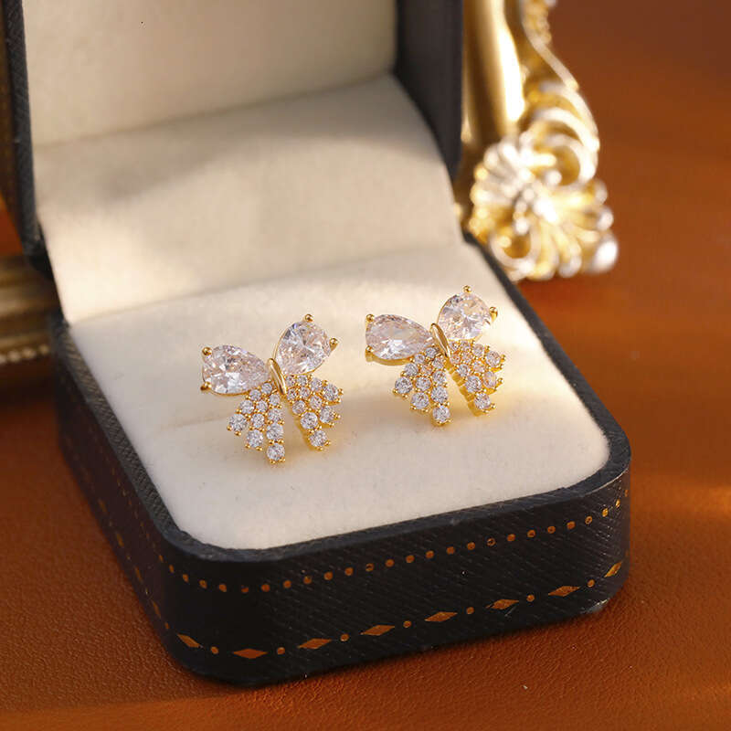 Super Shiny Zircon Butterfly For Women Light Luxury High-end Earrings 2025 New Hot-selling Summer Earrings